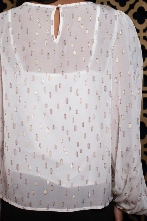 Harlow Top - Metallic Clip Dot